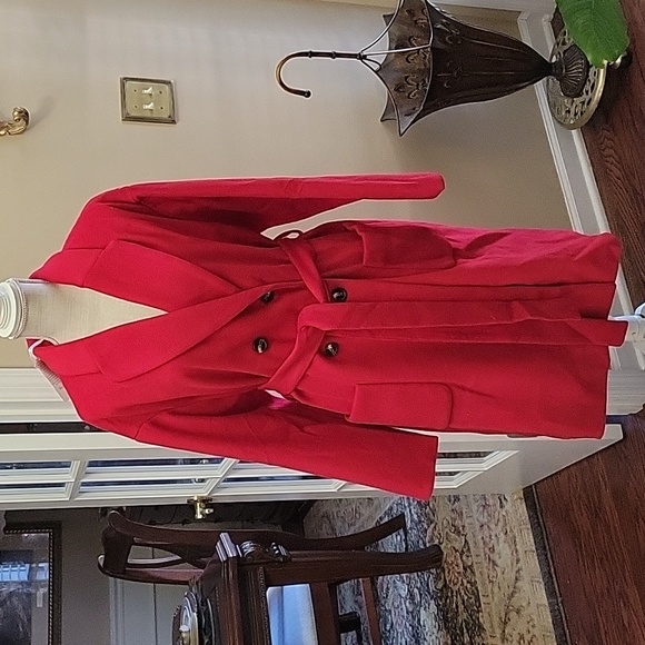 Grace Karin red double breast pea coat long winter oversize trench coat L New… - Picture 5 of 14